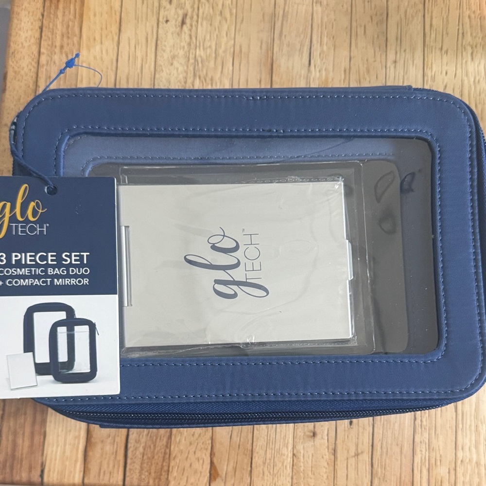 Cosmetic bag set with compact mirror